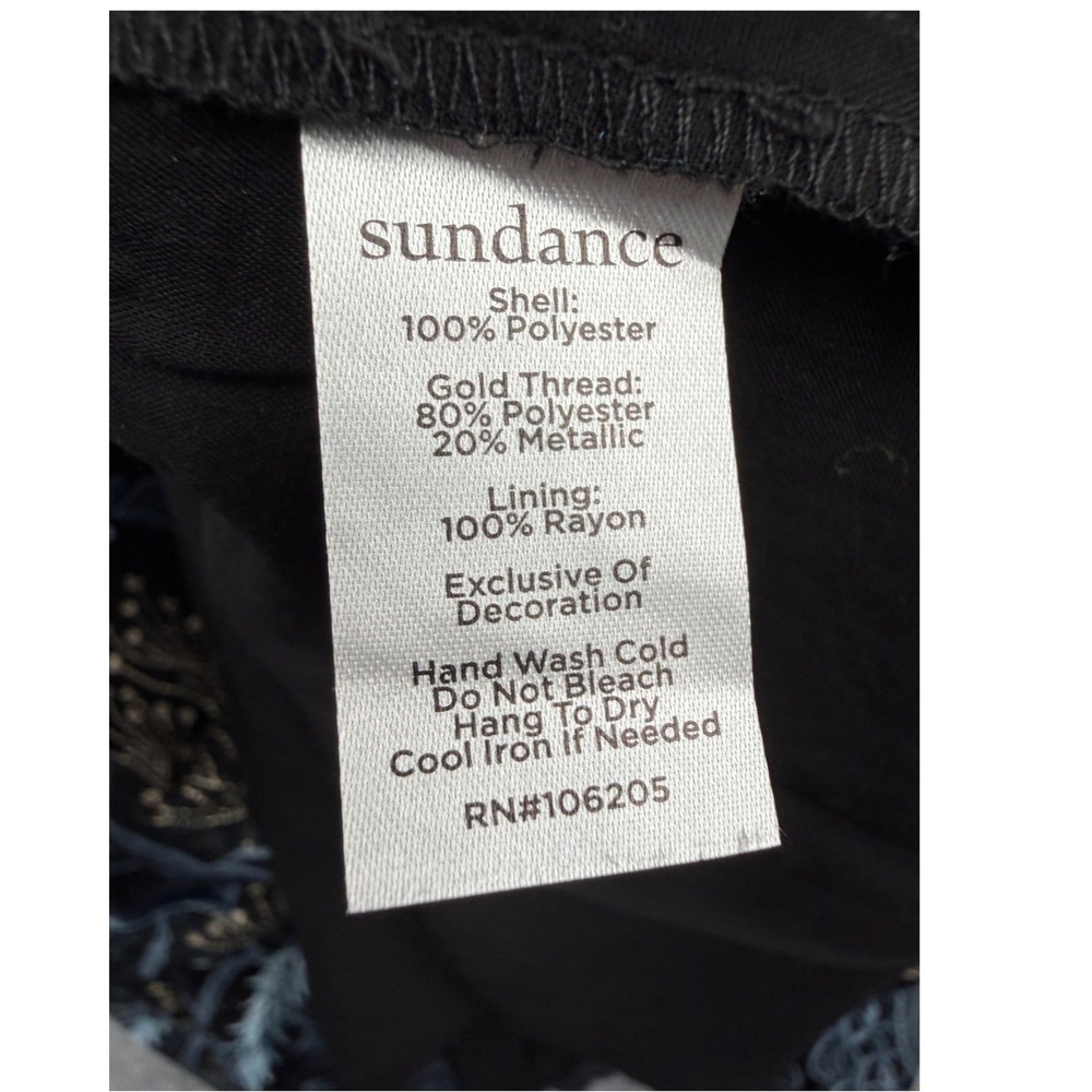 Sundance Black Blue Floral Embroidered Wedding Cocktail Shift Dress Size XL - Picture 4 of 4